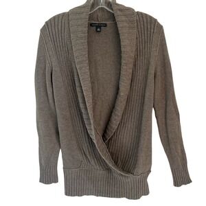 Banana Republic Womens Brown Collar Wrap Cross Over Sweater Size XS